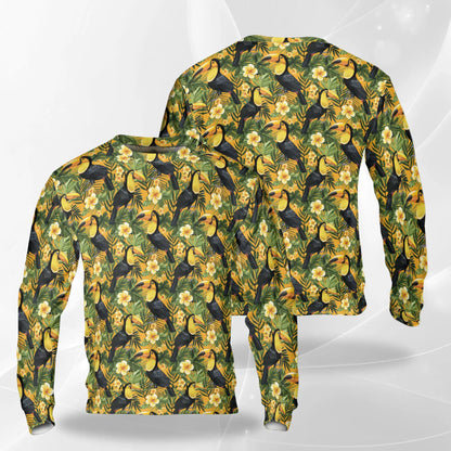 Toucan Plumeria Tropical Yellow Pattern Sweatshirt – Tropical 3D All Over Print Design