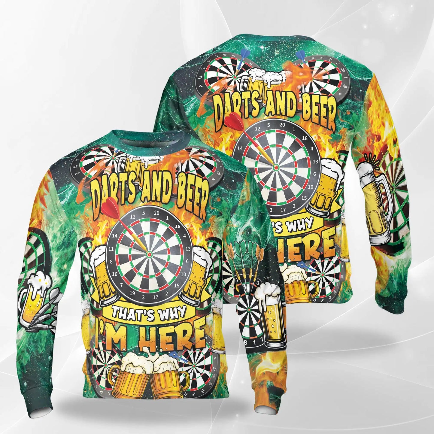 Darts and Beer Sweatshirt – Colorful Graphic 3D All Over Print Design