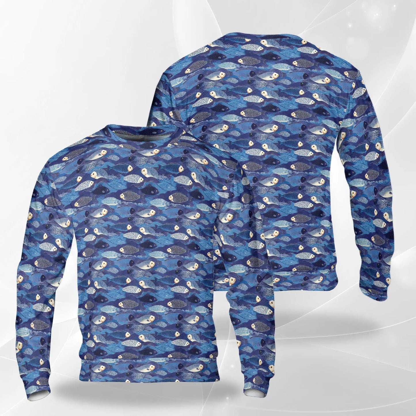 Japanese Fish Pattern Sweatshirt – Colorful Graphic 3D All Over Print Design