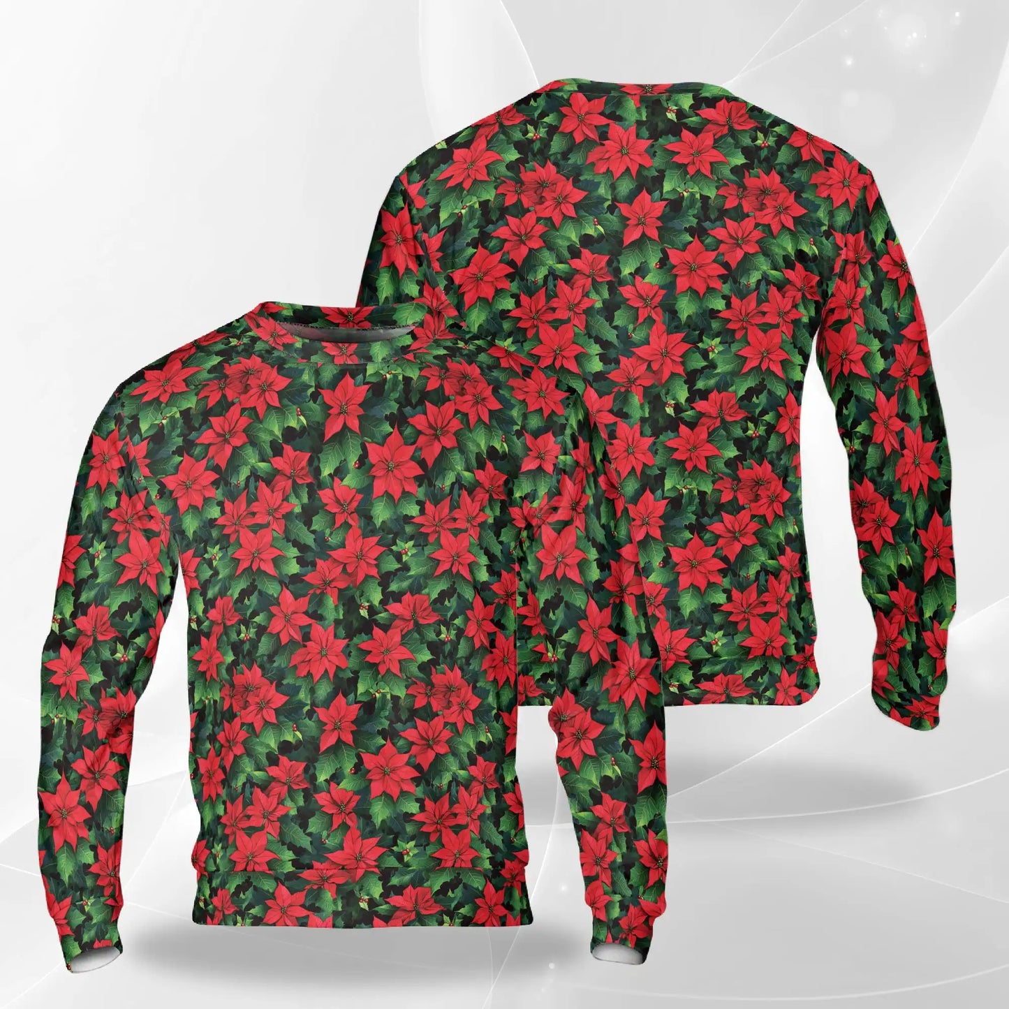 Poinsettia Pattern Sweatshirt – Christmas 3D All Over Print Design