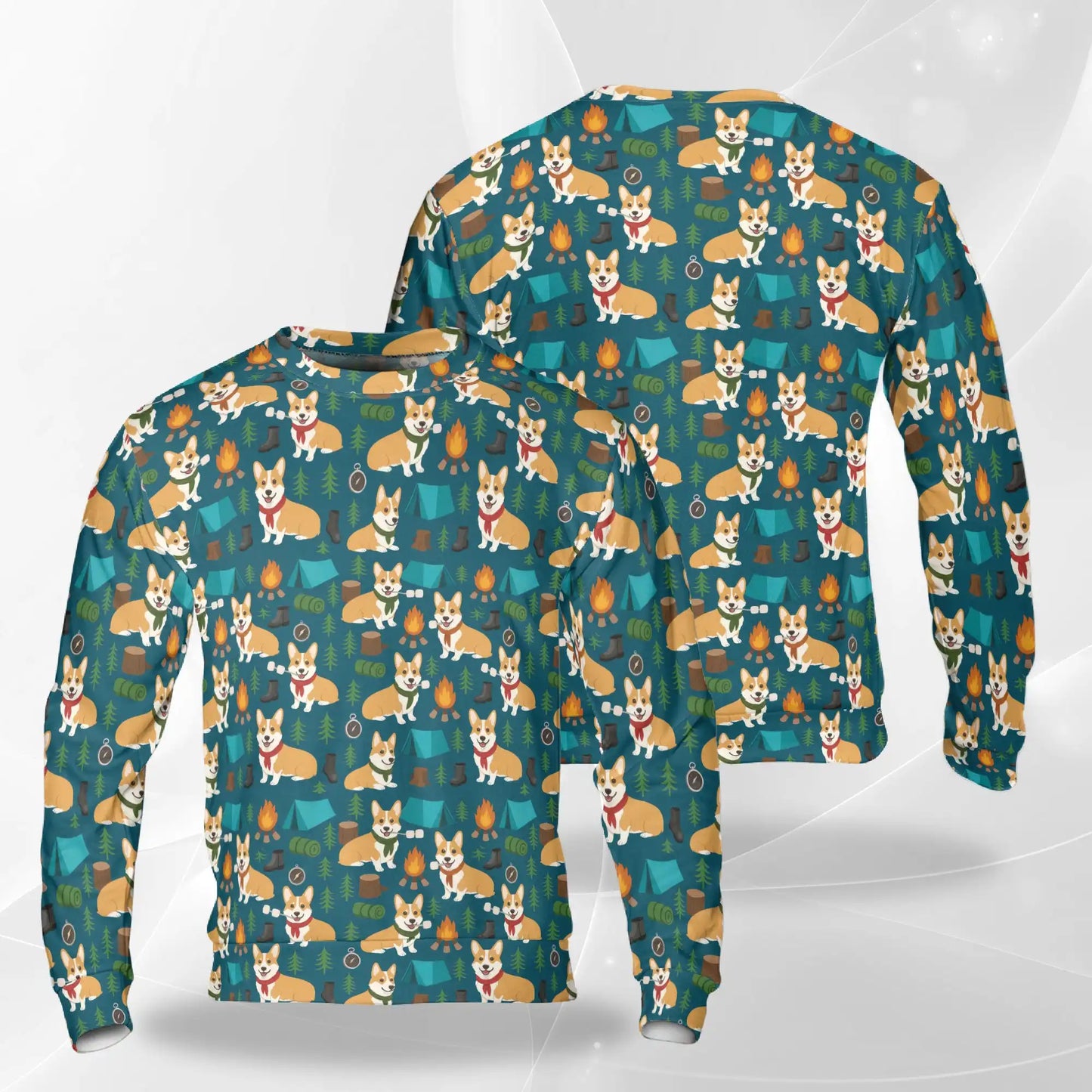 Corgi Camping Sweatshirt – Colorful Graphic 3D All Over Print Design