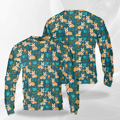 Corgi Camping Sweatshirt – Colorful Graphic 3D All Over Print Design
