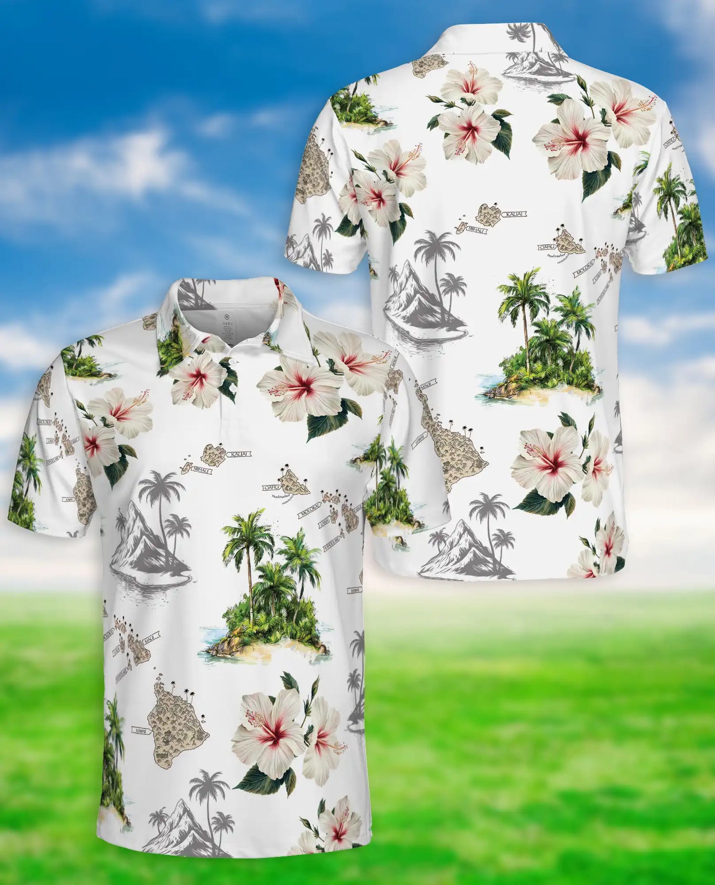 Hawaiian Island Floral Polo Shirt | Azhawaiian