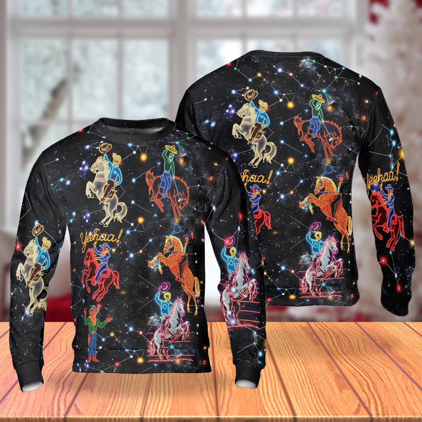 Neon Cowboy Constellation Sweatshirt – Colorful Graphic 3D All Over Print Design