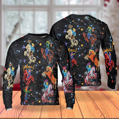 Neon Cowboy Constellation Sweatshirt – Colorful Graphic 3D All Over Print Design