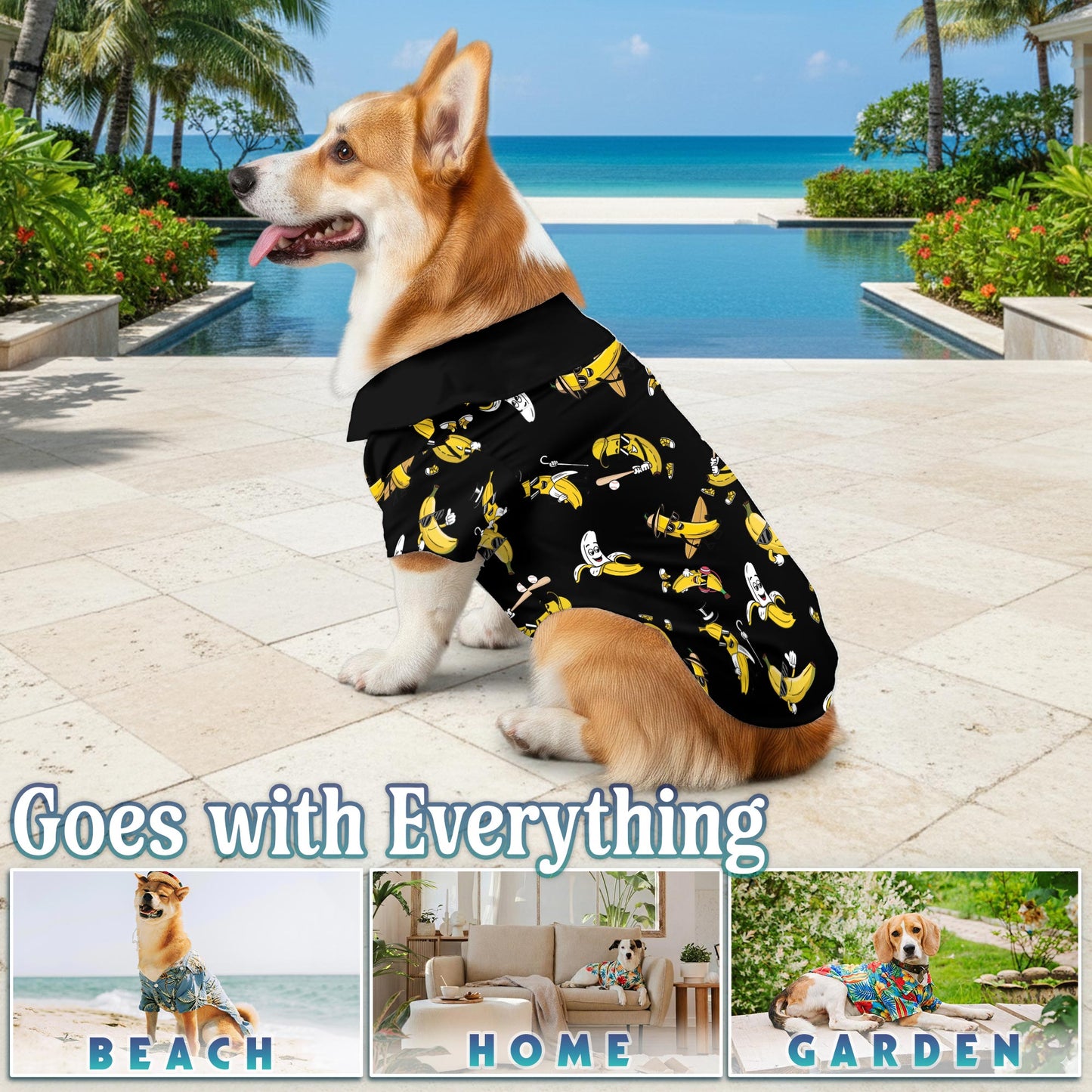 Banana Pattern Matching Dog Owner Hawaiian Shirts, Funny Pet Aloha Shirt for Beach Vacation - Azhawaiian