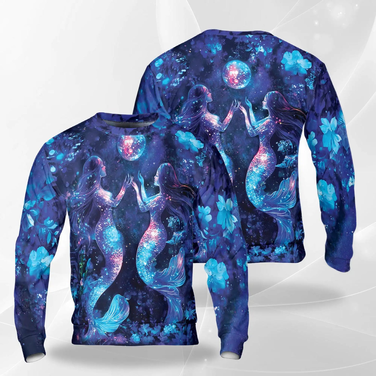 Floral Mermaid Sweatshirt – Colorful Graphic 3D All Over Print Design