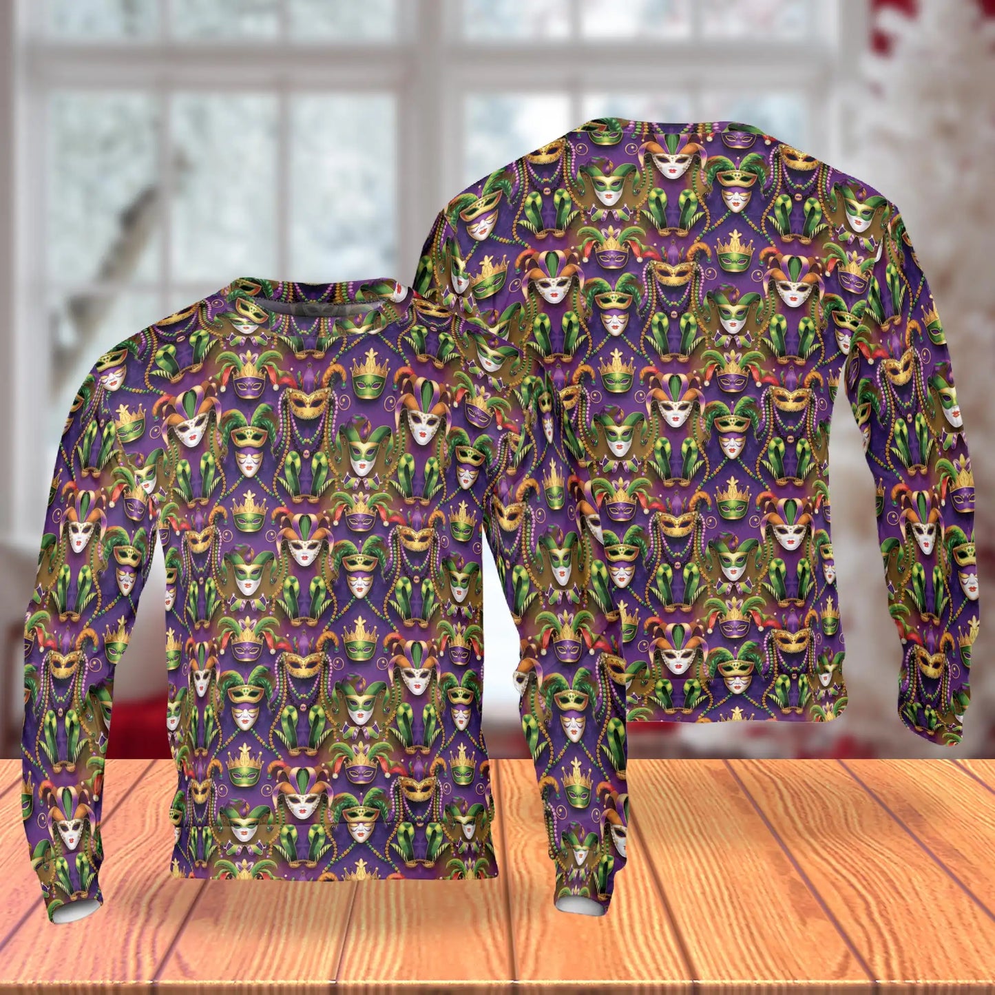 Mardi Gras Sweatshirt – Colorful Graphic 3D All Over Print Design
