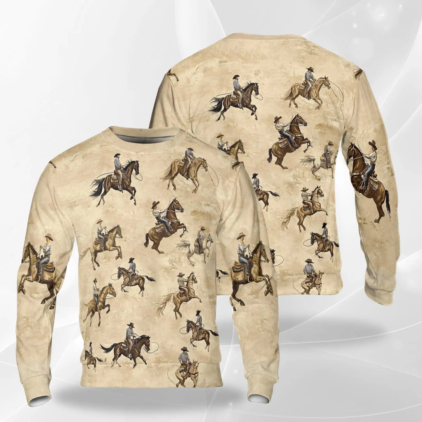 Brown Horse Rodeo Sweatshirt – Colorful Graphic 3D All Over Print Design