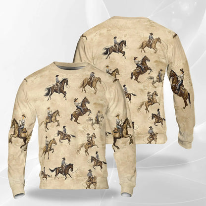 Brown Horse Rodeo Sweatshirt – Colorful Graphic 3D All Over Print Design