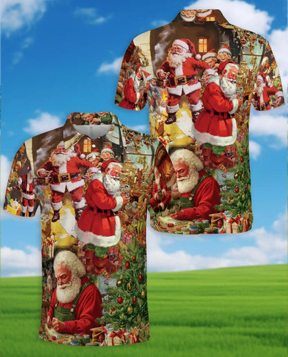 Vintage Santa Polo Shirt for Men, Christmas Holiday Style | Azhawaiian