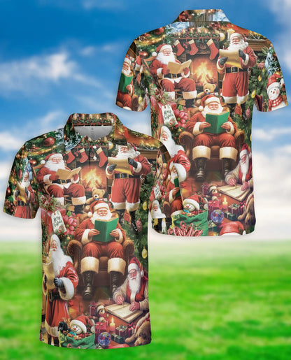 Santa Christmas Polo Shirt, Holiday Festive Style | Azhawaiian