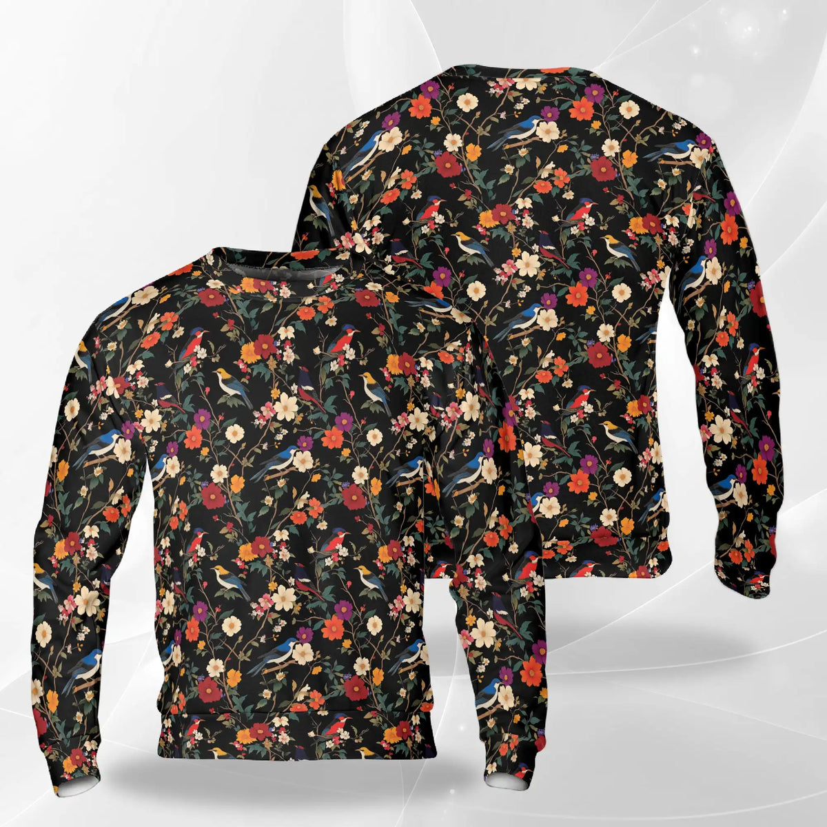 Bird Flower Sweatshirt – Colorful Graphic 3D All Over Print Design