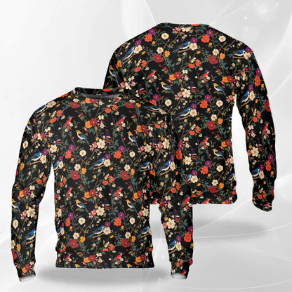 Bird Flower Sweatshirt – Colorful Graphic 3D All Over Print Design