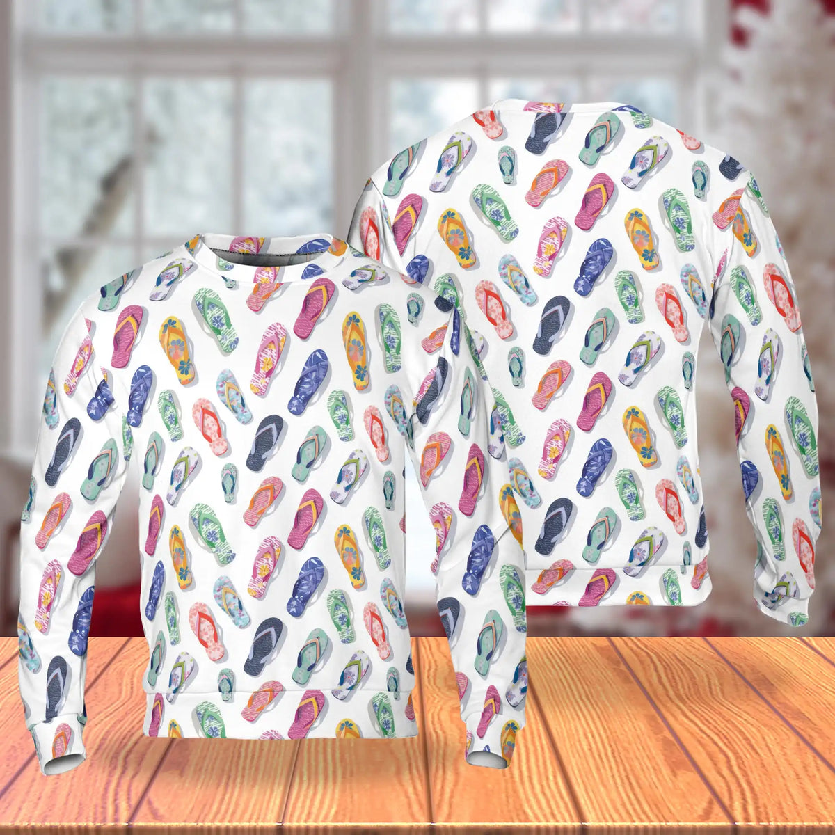 Colorful Flip Flops Sweatshirt – Tropical 3D All Over Print Design