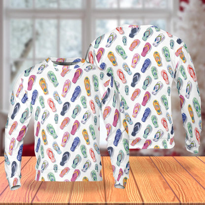 Colorful Flip Flops Sweatshirt – Tropical 3D All Over Print Design