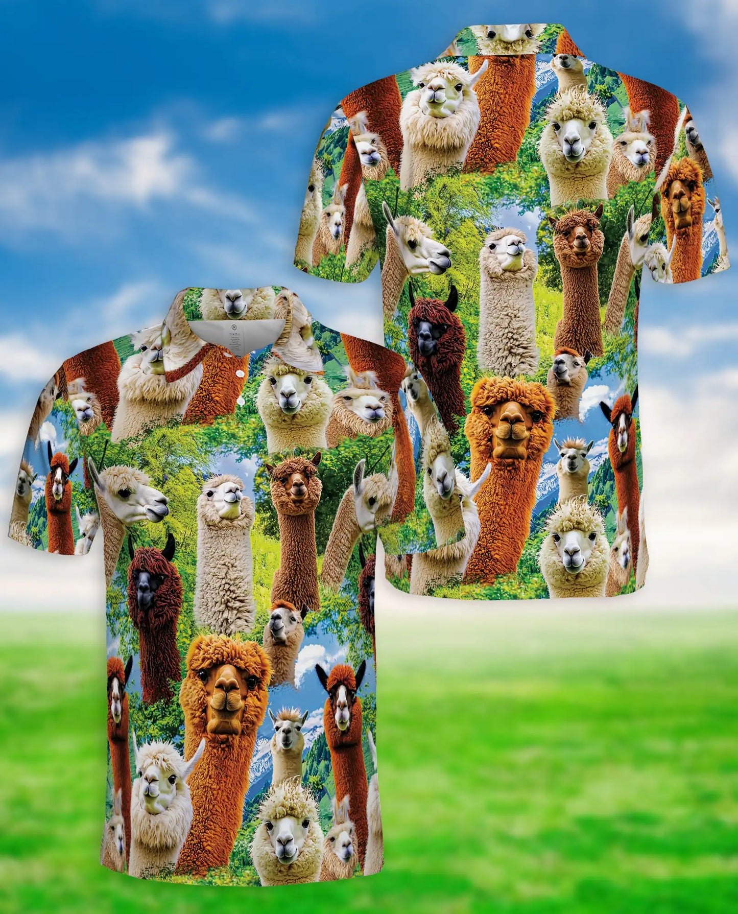 Alpaca Llama 3D Polo Shirt for Men | Azhawaiian