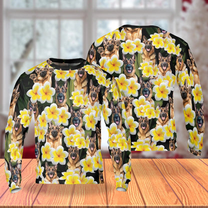Plumeria German Shepherd Sweatshirt – Tropical 3D All Over Print Design