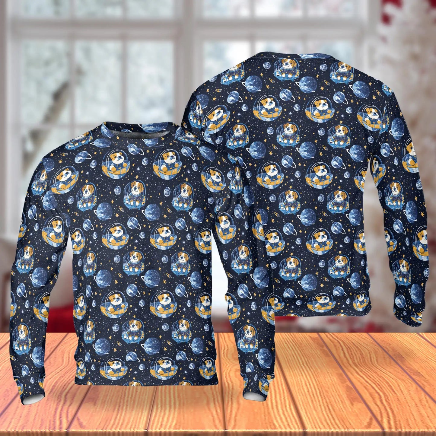 Space English Bulldog Astronaut Sweatshirt – Colorful Graphic 3D All Over Print Design
