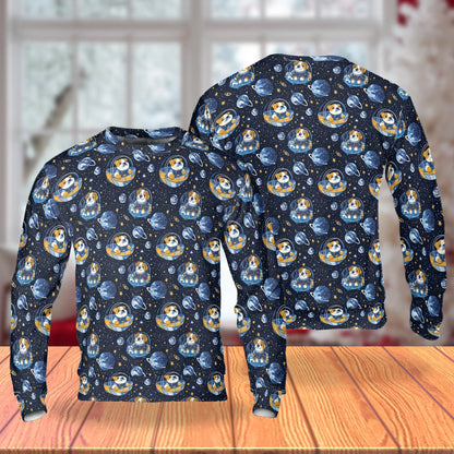 Space English Bulldog Astronaut Sweatshirt – Colorful Graphic 3D All Over Print Design