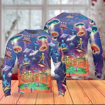 Psychedelic UFO Alien Sweatshirt – Colorful Graphic 3D All Over Print Design
