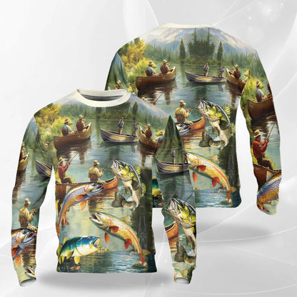 Trout Fishing Sweatshirt – Colorful Graphic 3D All Over Print Design