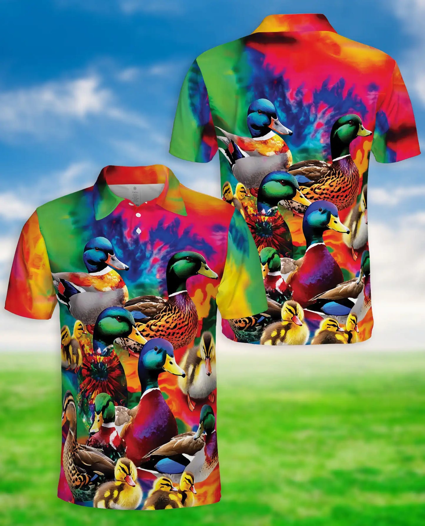Mallard Duck Polo Shirt for Men- Colorful Duck Hunting Shirt | Azhawaiian
