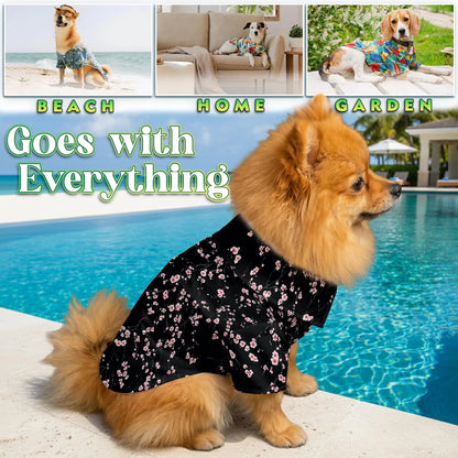 Cherry Blossom Floral Print Hawaii and Japanese Matching Dog Owner Hawaiian Shirts, Funny Pet Aloha Shirt for Beach Vacation - Azhawaiian