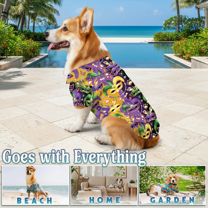 Mardi Gras Mask Matching Dog Owner Hawaiian Shirts, Funny Pet Aloha Shirt for Beach Vacation - Azhawaiian