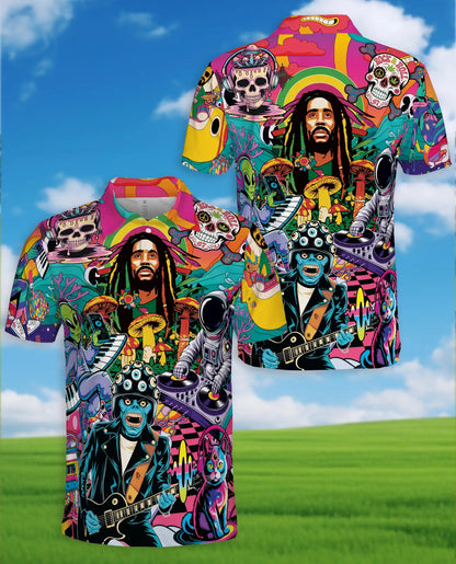 Psychedelic Music Polo Shirt - Retro Hippie Festival Style | Azhawaiian