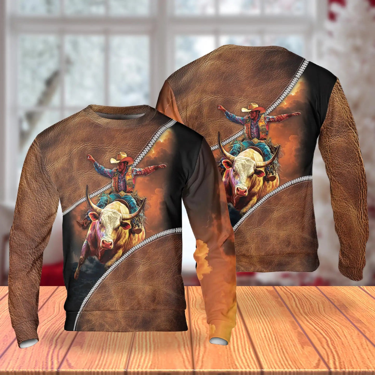 Rodeo Bull Riding Sweatshirt – Colorful Graphic 3D All Over Print Design