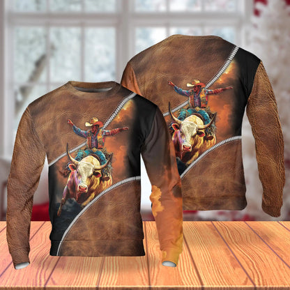 Rodeo Bull Riding Sweatshirt – Colorful Graphic 3D All Over Print Design