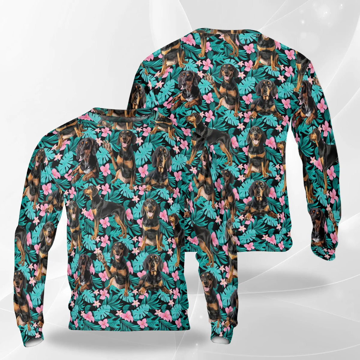 Black and Tan Coonhound Tropical Sweatshirt – Tropical 3D All Over Print Design