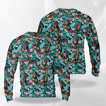Black and Tan Coonhound Tropical Sweatshirt – Tropical 3D All Over Print Design