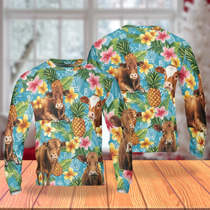 Red Angus Cattle Lovers Pineapple Sweatshirt – Tropical 3D All Over Print Design