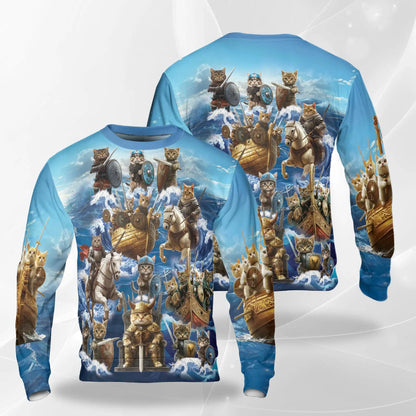 Viking Cat Sweatshirt – Colorful Graphic 3D All Over Print Design