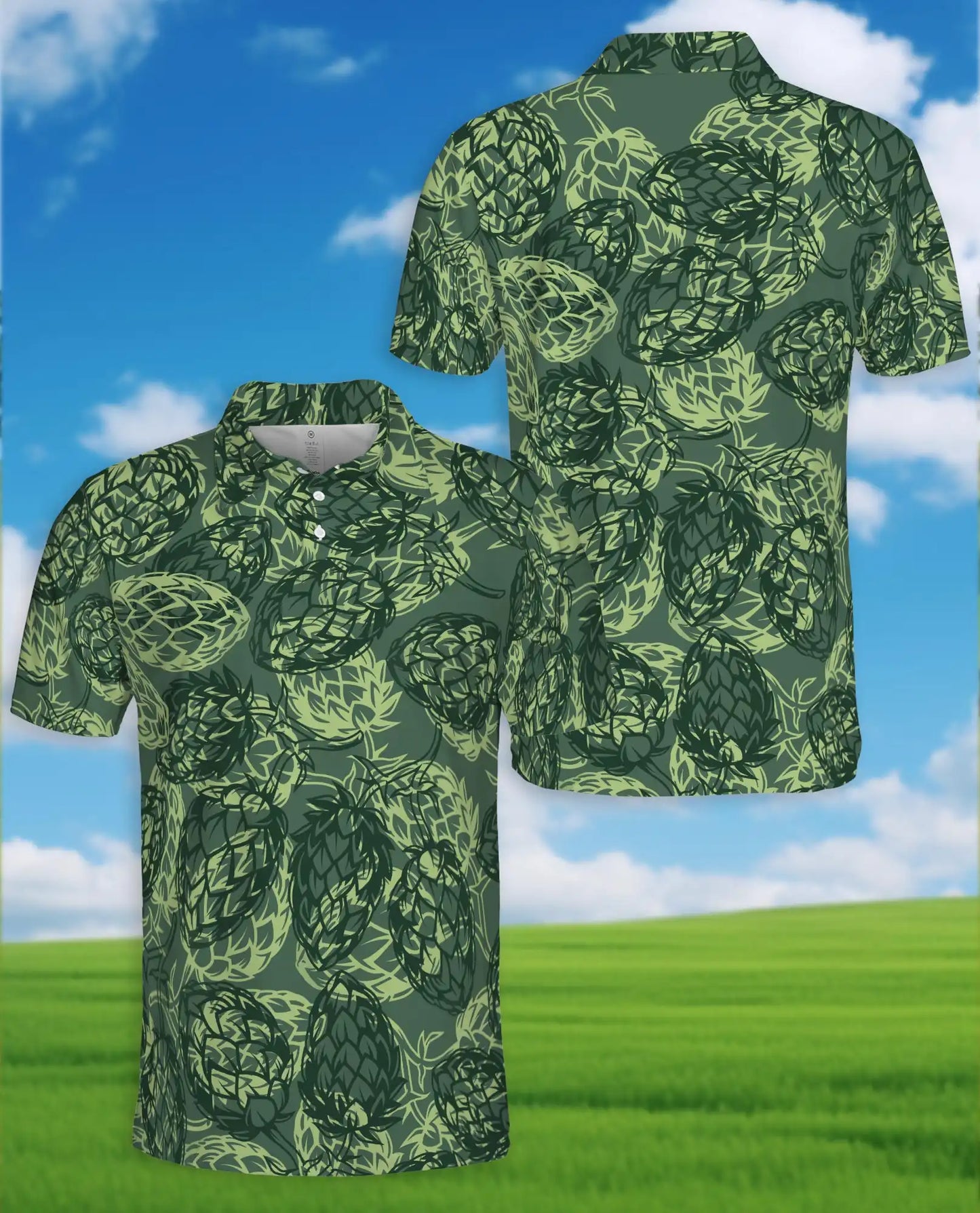 Beer Hops Polo Shirt - Craft Beer Brewing Hop Pattern Design | Azhawaiian