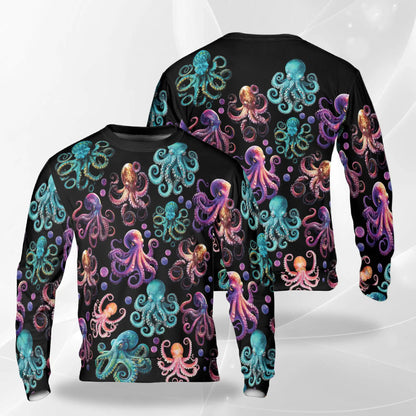 Octopus Party Sweatshirt – Colorful Graphic 3D All Over Print Design