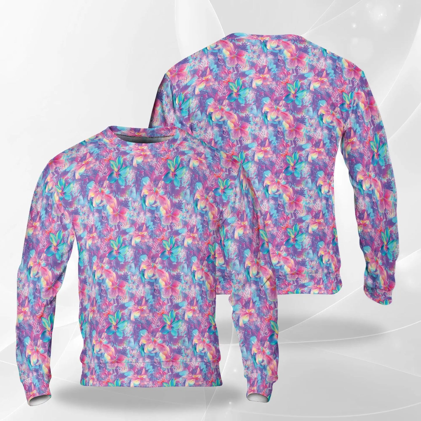 Neon Flower Sweatshirt – Colorful Graphic 3D All Over Print Design