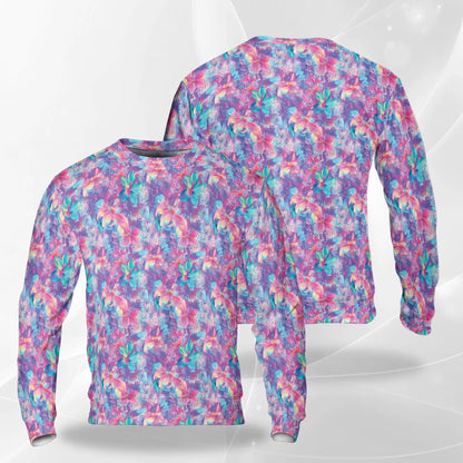Neon Flower Sweatshirt – Colorful Graphic 3D All Over Print Design