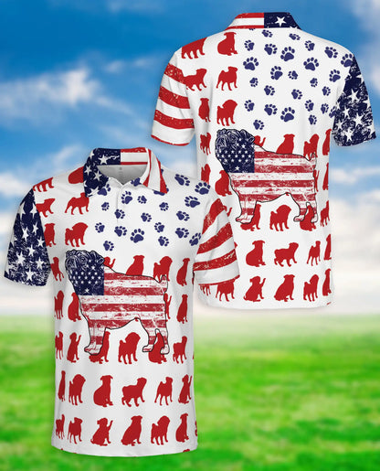American Flag Pug Dog Polo Shirt | Azhawaiian