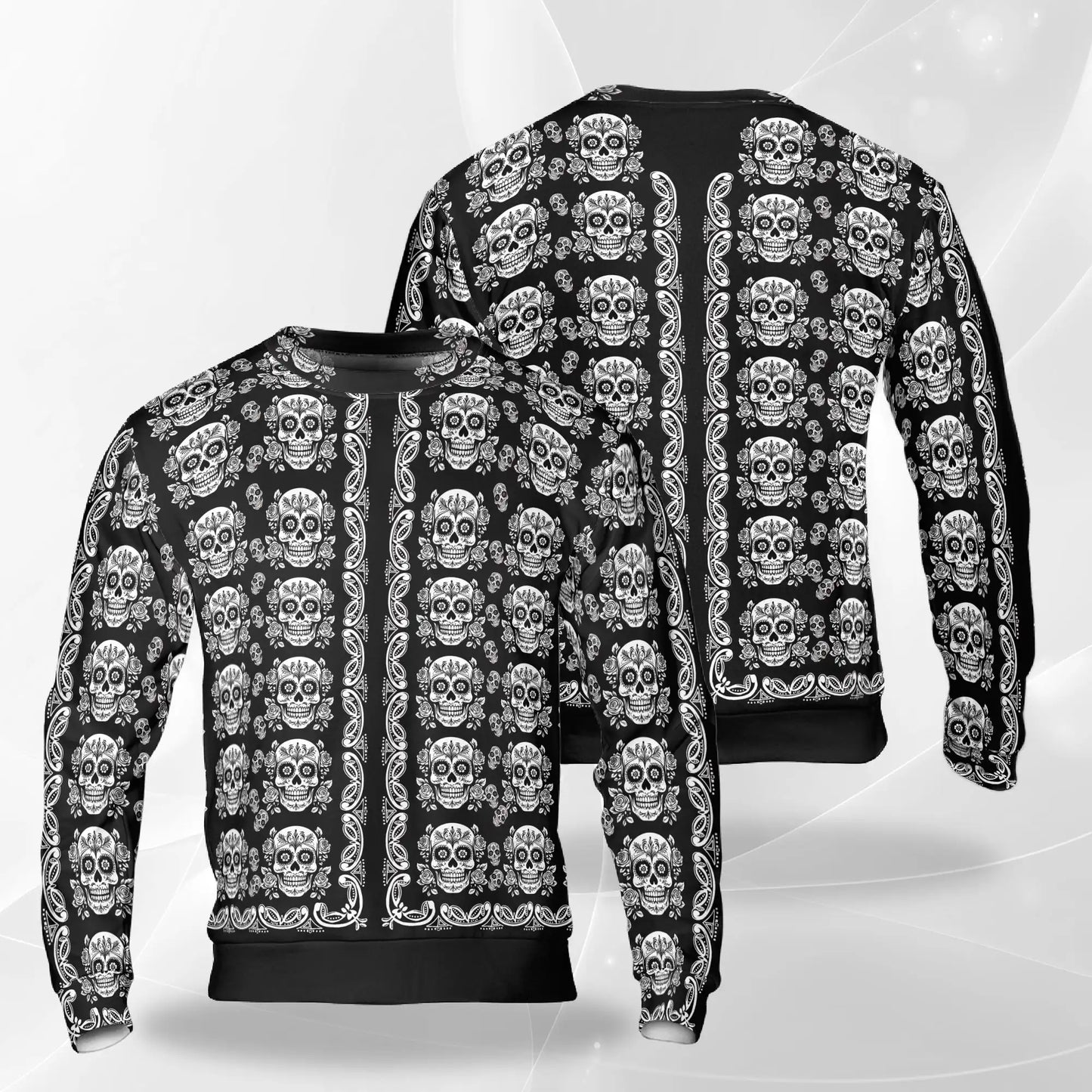 Sugar Skull Pattern Sweatshirt – Colorful Graphic 3D All Over Print Design