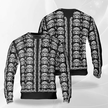 Sugar Skull Pattern Sweatshirt – Colorful Graphic 3D All Over Print Design