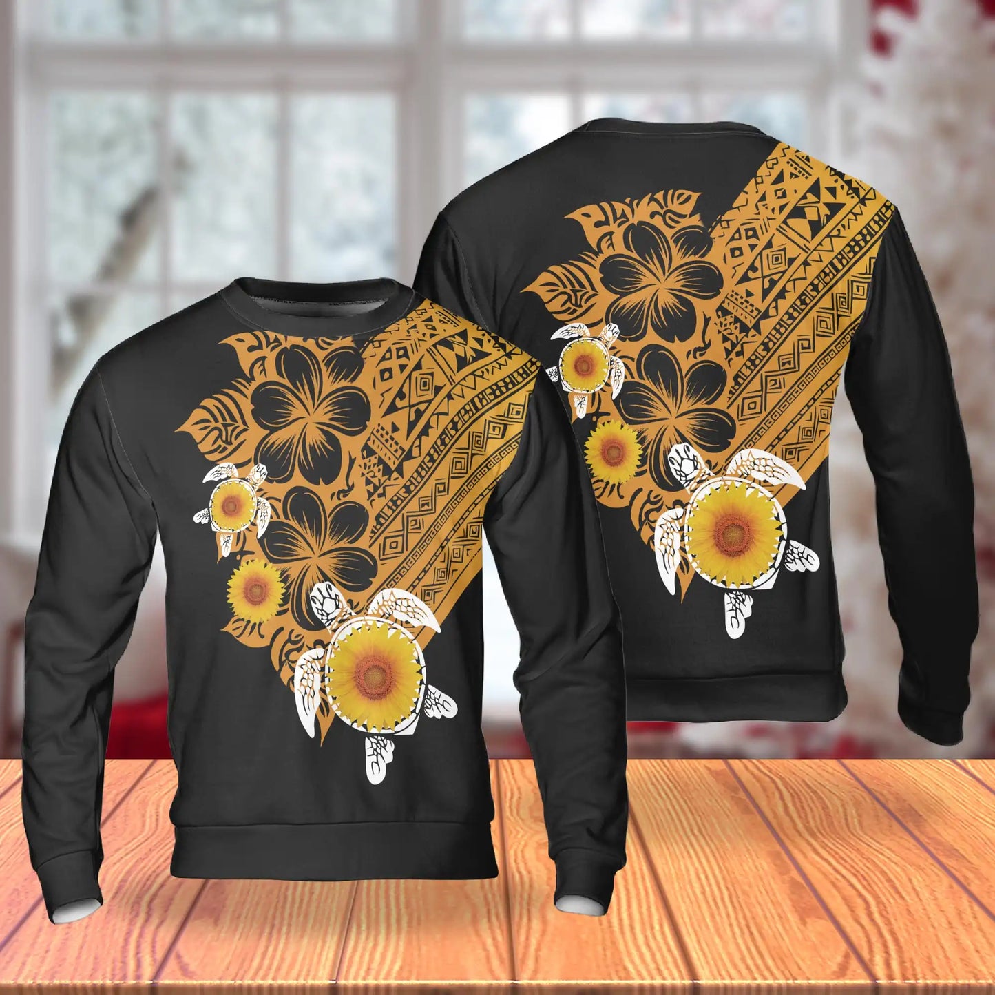 Polynesian Sea Turtle Sweatshirt – Colorful Graphic 3D All Over Print Design