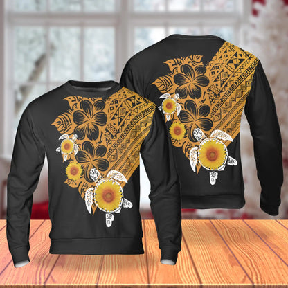 Polynesian Sea Turtle Sweatshirt – Colorful Graphic 3D All Over Print Design
