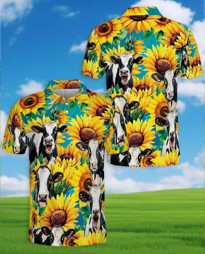 Sunflower Cow 3D Polo Shirt | Azhawaiian