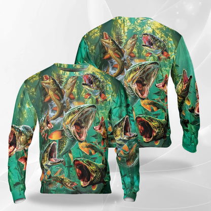 Musky Fishing Sweatshirt – Colorful Graphic 3D All Over Print Design