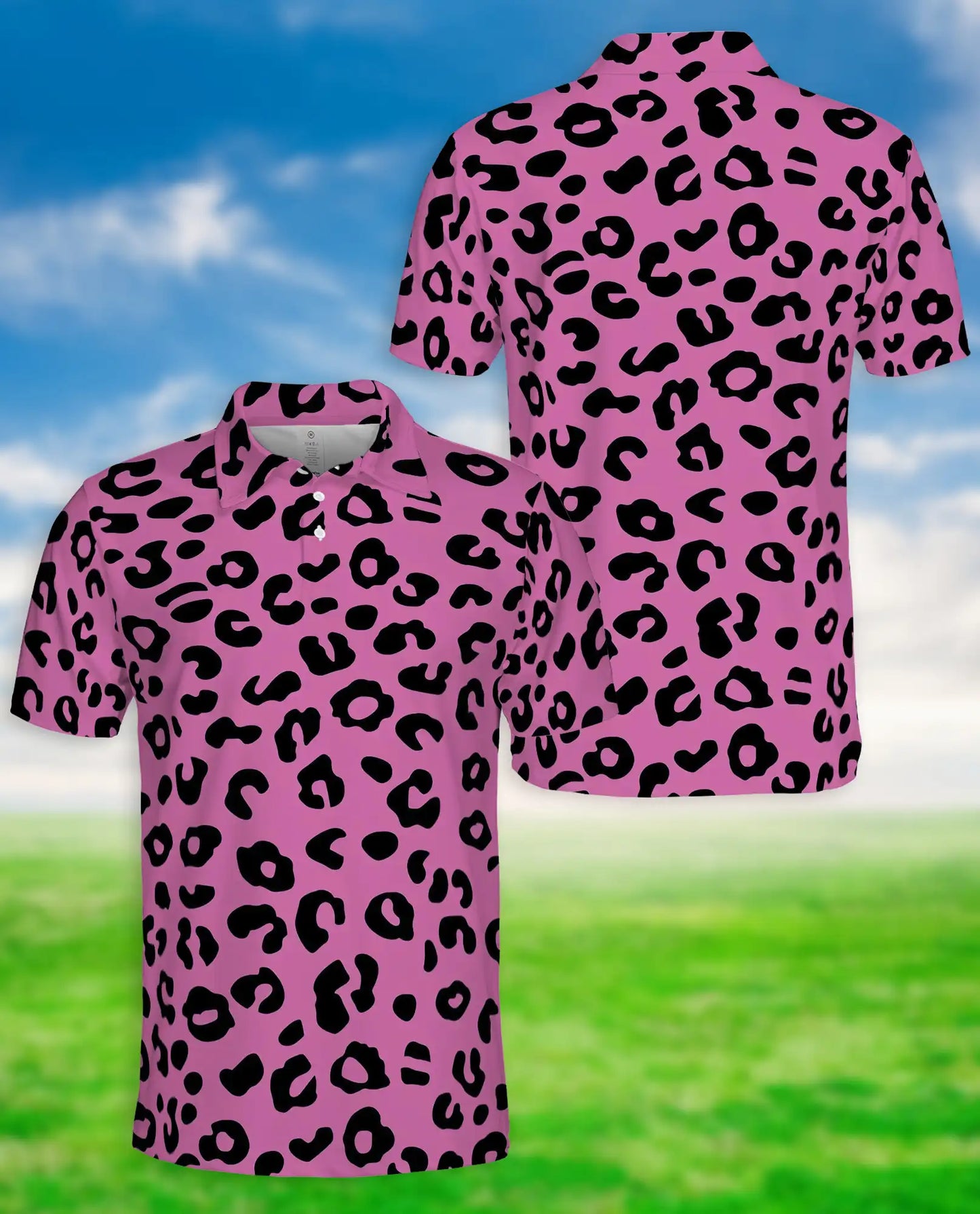 Pink Leopard Polo Shirt for Men- Bold Animal Print Fashion | Azhawaiian