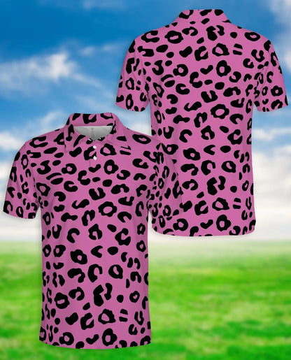 Pink Leopard Polo Shirt for Men- Bold Animal Print Fashion | Azhawaiian