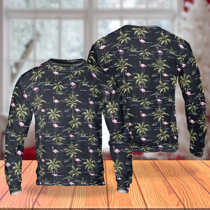 Flamingo Island Navy Sweatshirt – Tropical 3D All Over Print Design